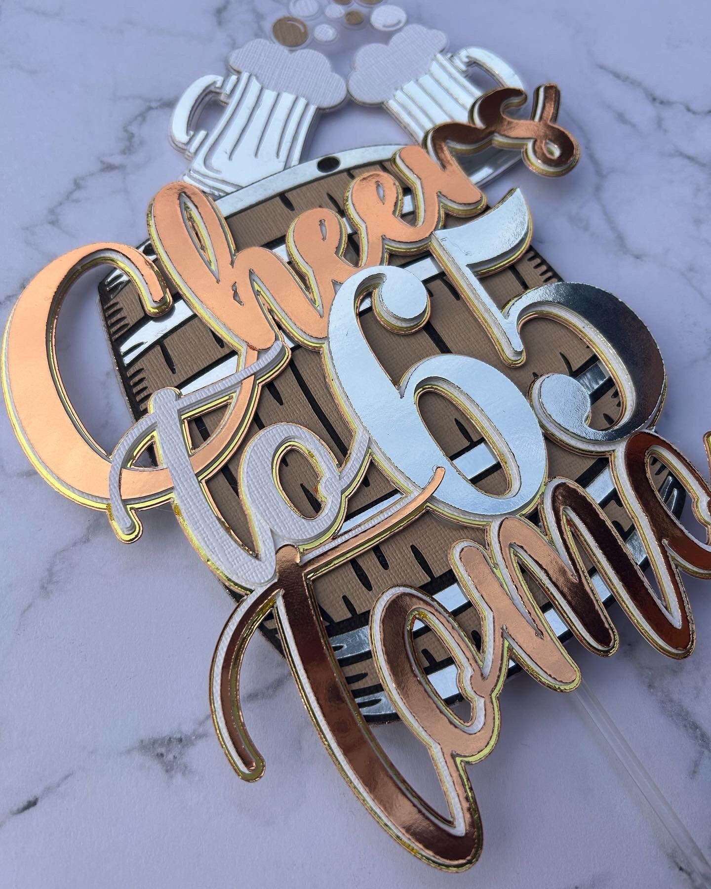 Cheers To 65 Cake Topper