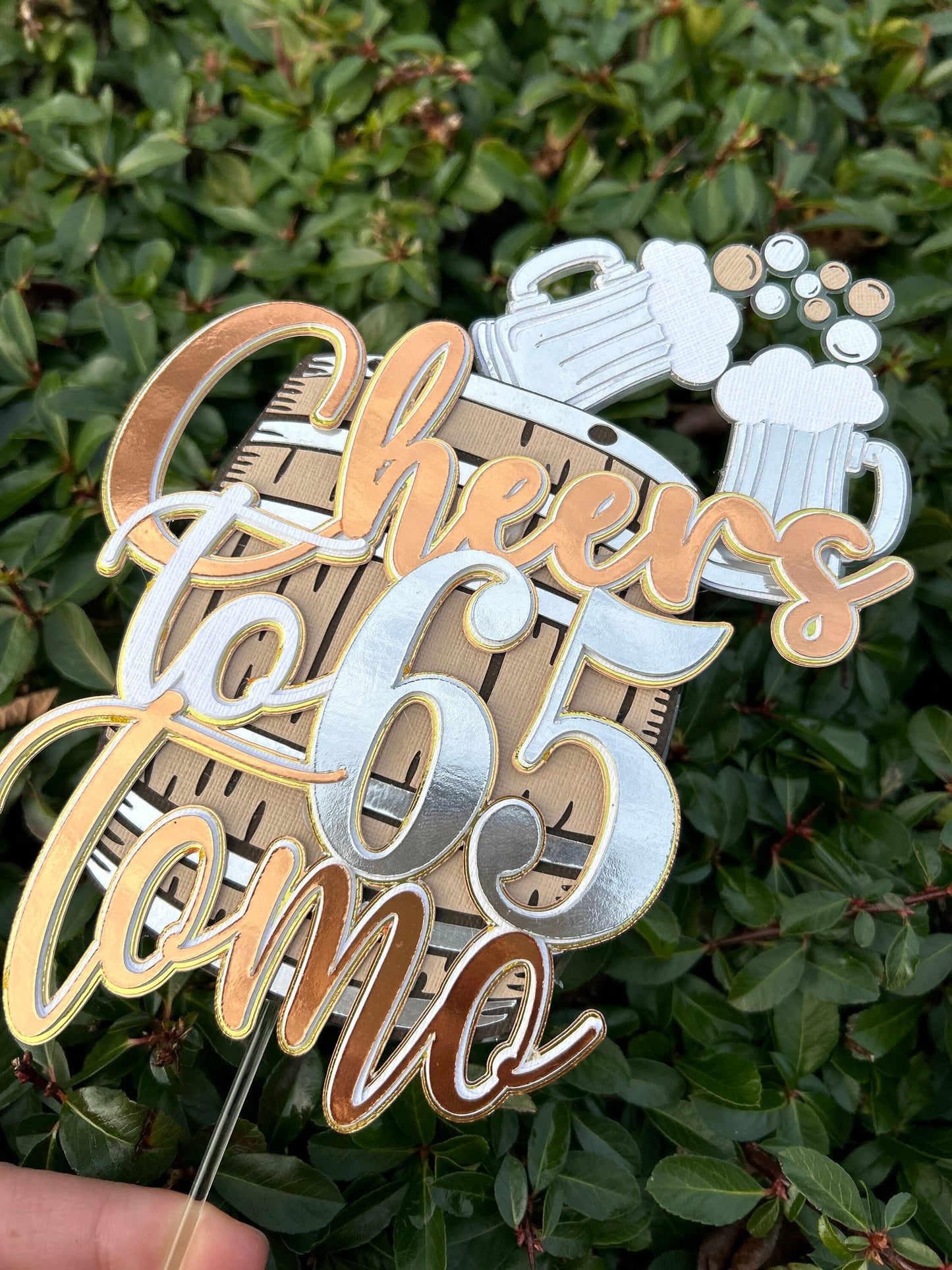 Cheers To 65 Cake Topper
