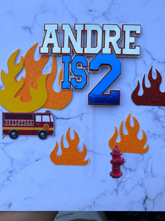 Fire Truck, Firefighter Cake Topper