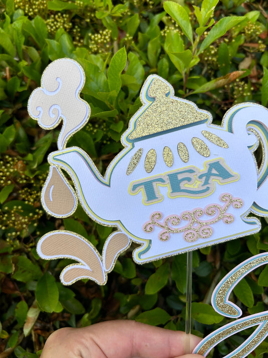 Teapot Cake Topper, Tea Party Cake Topper