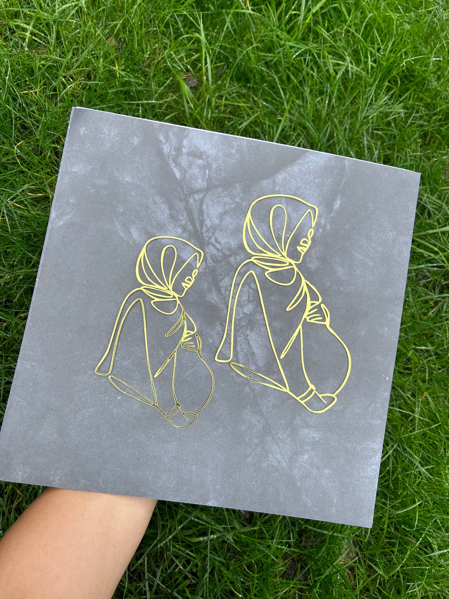 Hijab Line Art Pregnant Lady Cake Charm