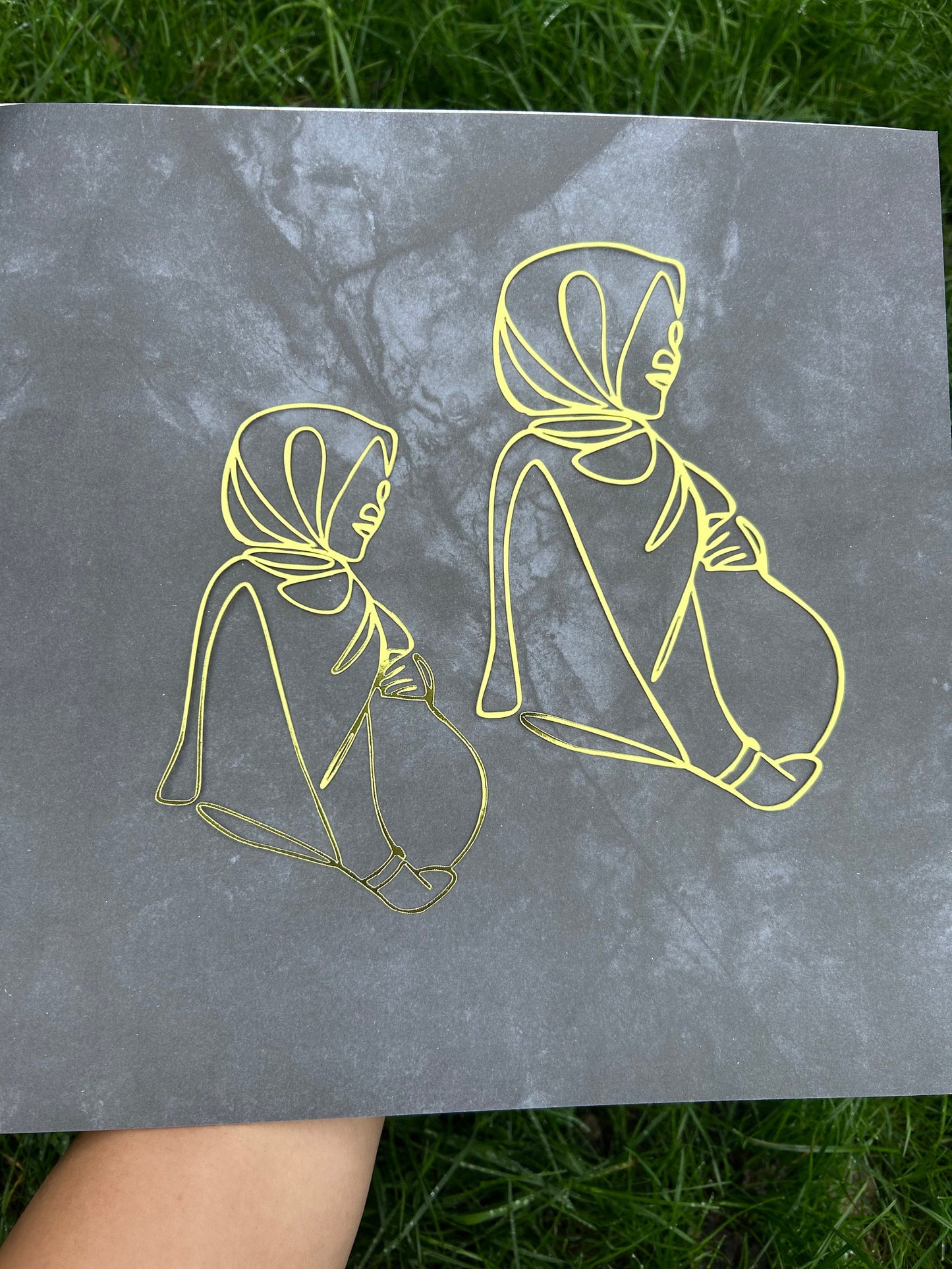Hijab Line Art Pregnant Lady Cake Charm