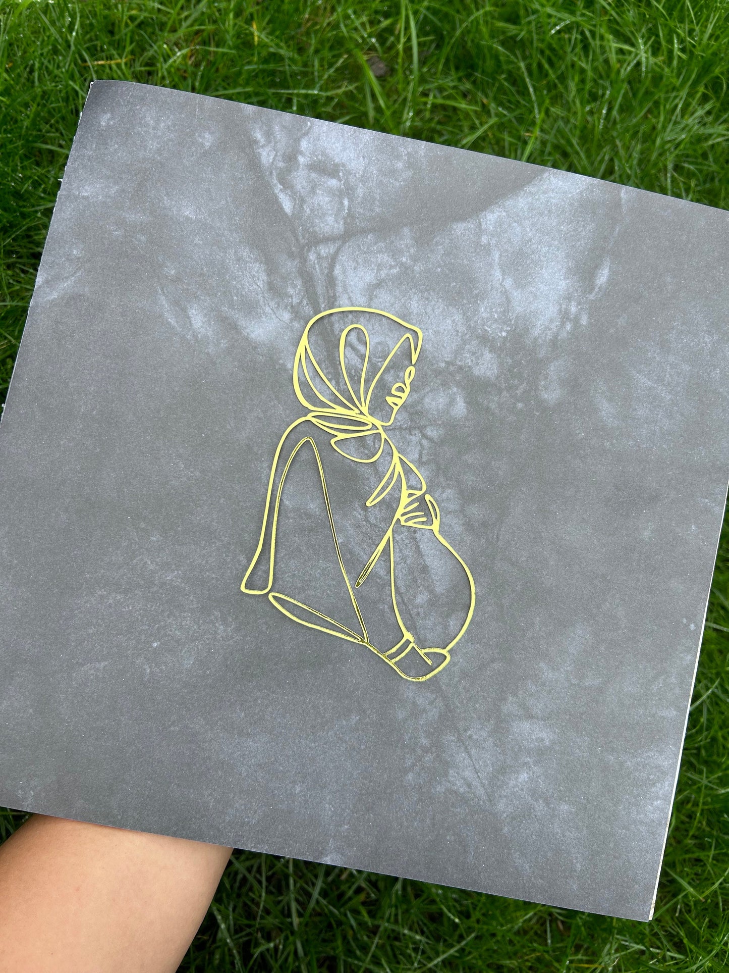 Hijab Line Art Pregnant Lady Cake Charm