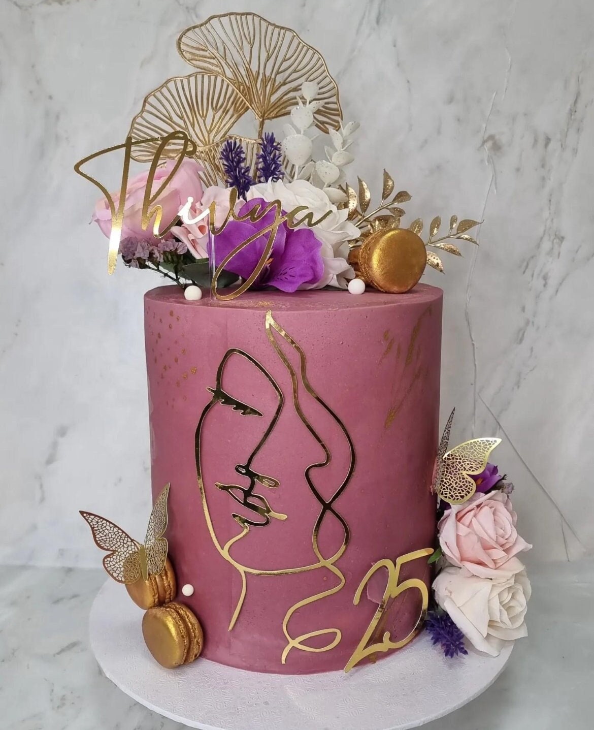 Face Line Art Cake Topper