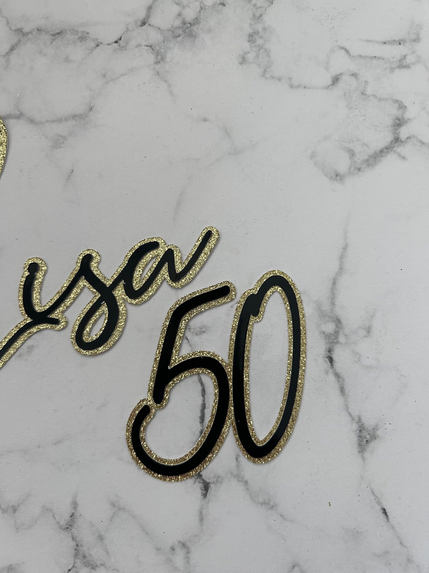 Name & Age Cake Charm (Black & Gold)