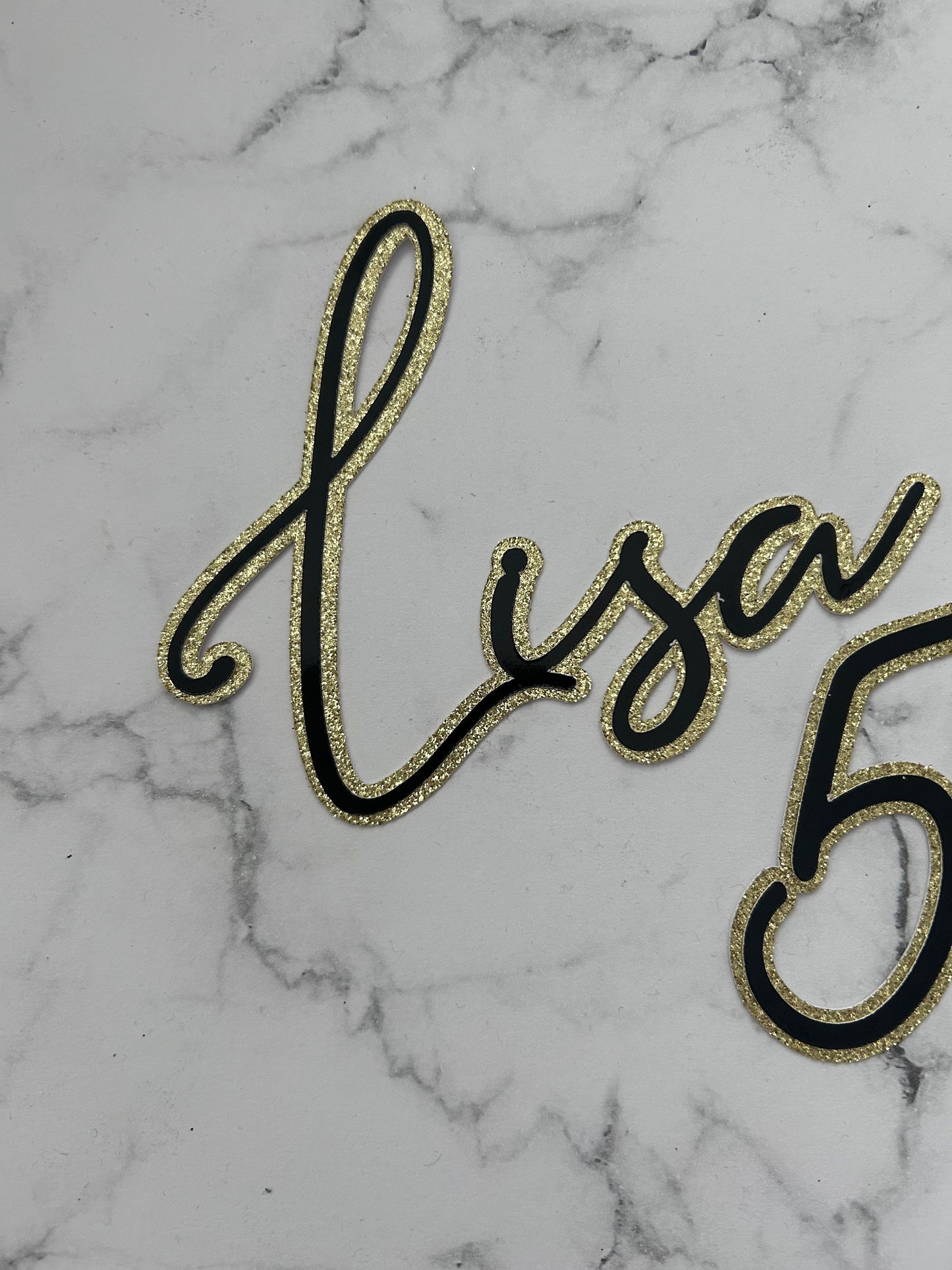 Name & Age Cake Charm (Black & Gold)