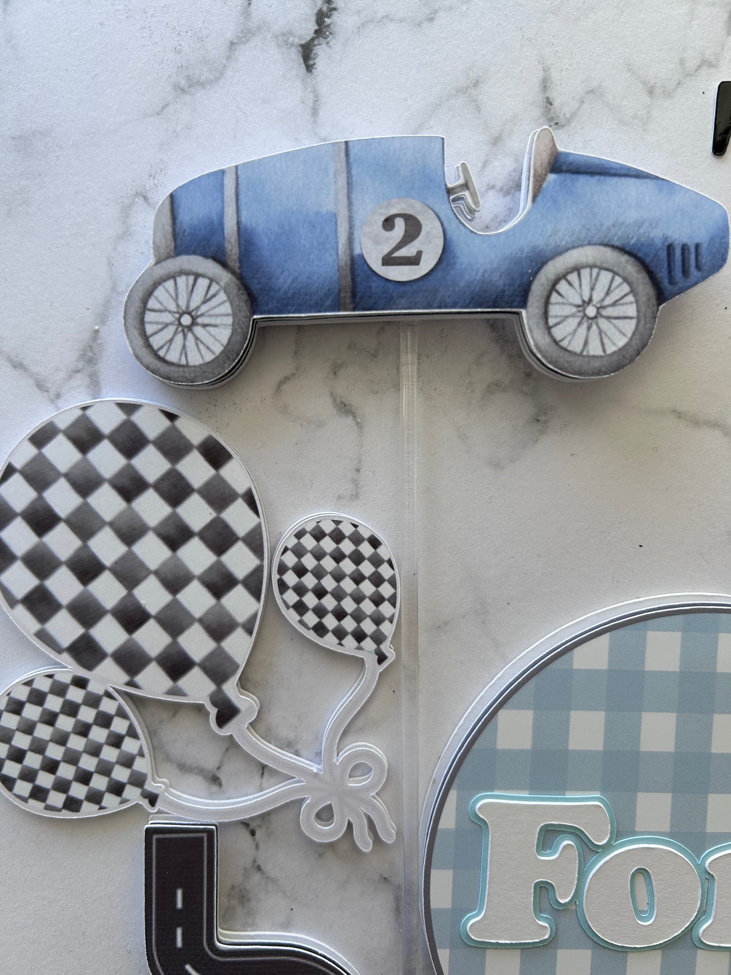 Two Fast Cake Topper, 2nd Birthday Vintage Car Cake Topper