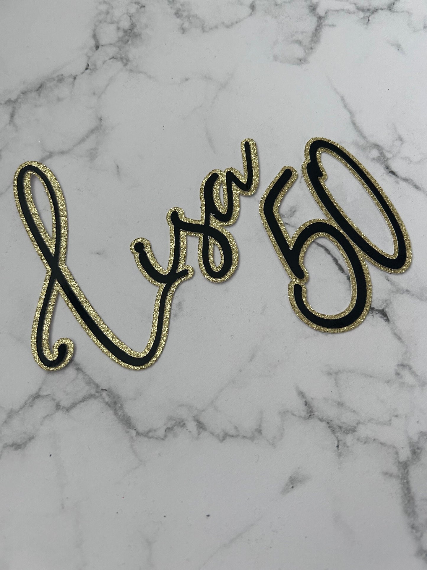 Name & Age Cake Charm (Black & Gold)
