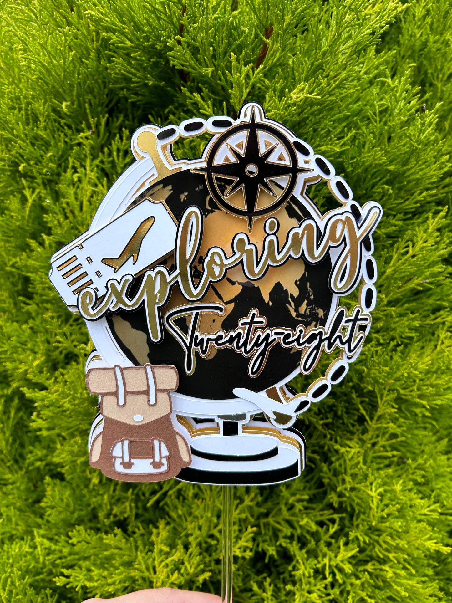 Travelling Cake Topper, World Map Cake Topper