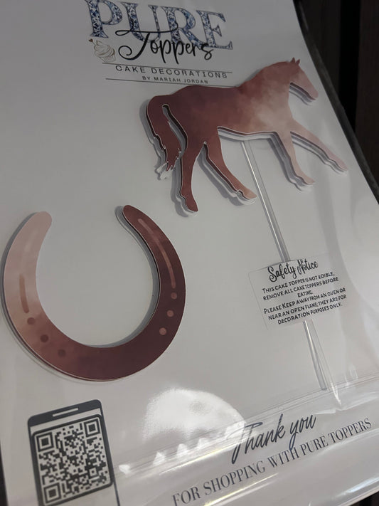 Horse Cake Topper, Horse Shoe Cake Charm