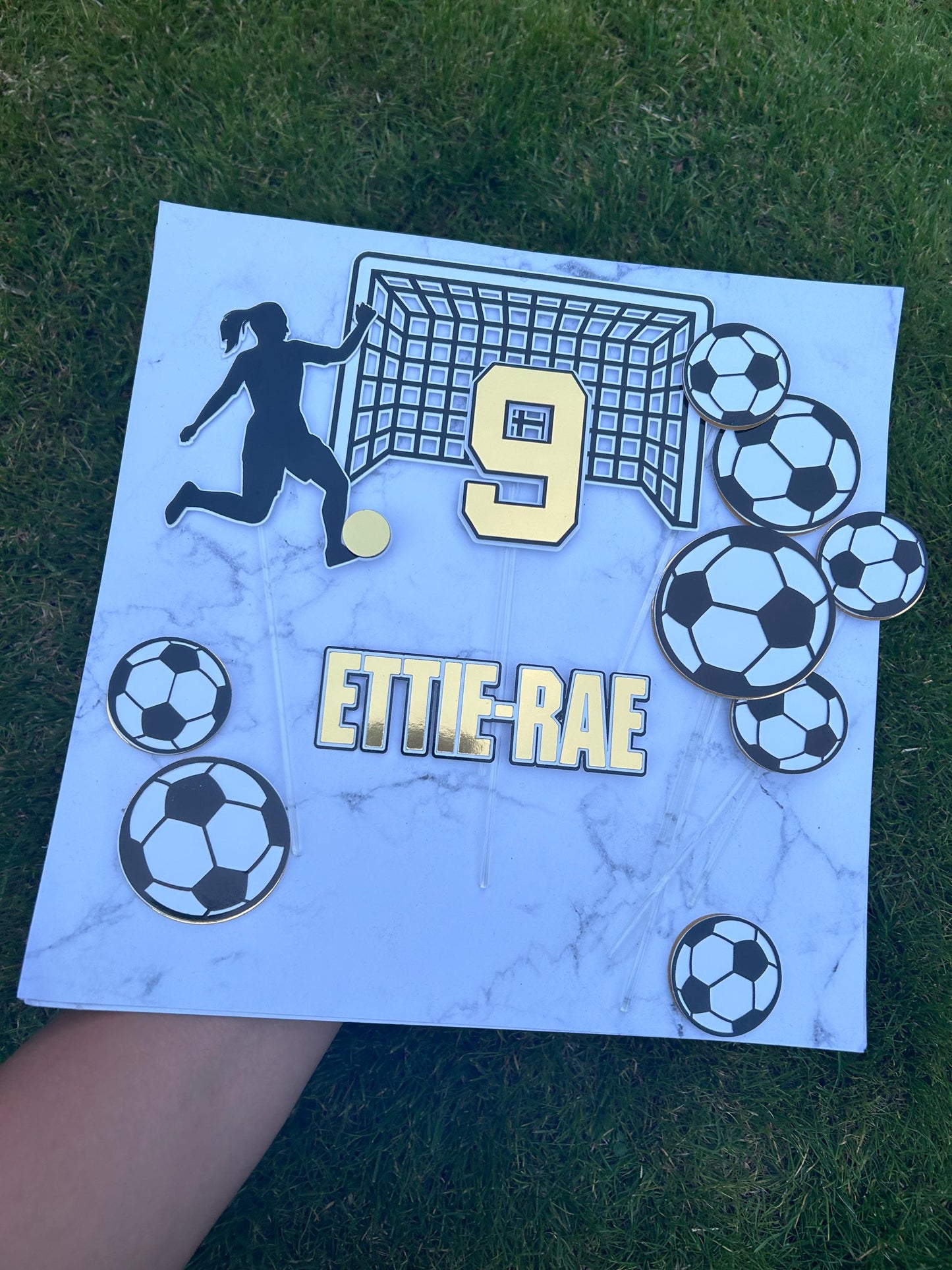 Personalised Girls Football Cake Toppers – Female Football Party Decorations & Gifts for Women Football Fans