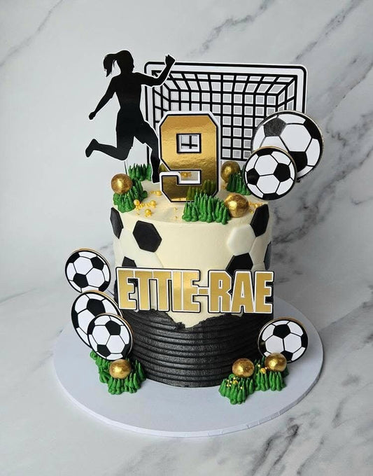 Personalised Girls Football Cake Toppers – Female Football Party Decorations & Gifts for Women Football Fans