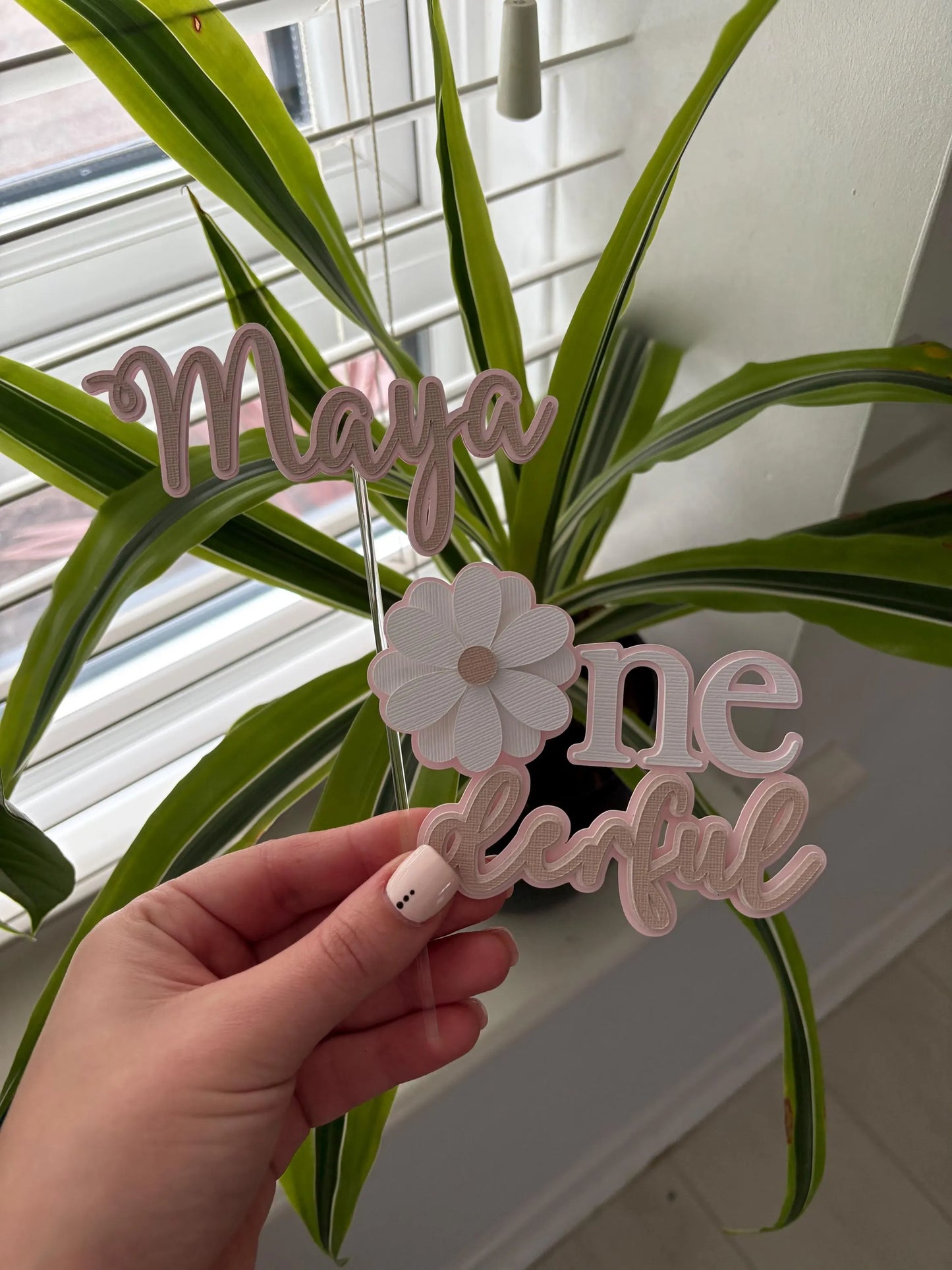 One Derful Daisy Cake Topper – First Birthday Cake Decorations, Custom Name Charm, One Derful Cake Topper for Girls