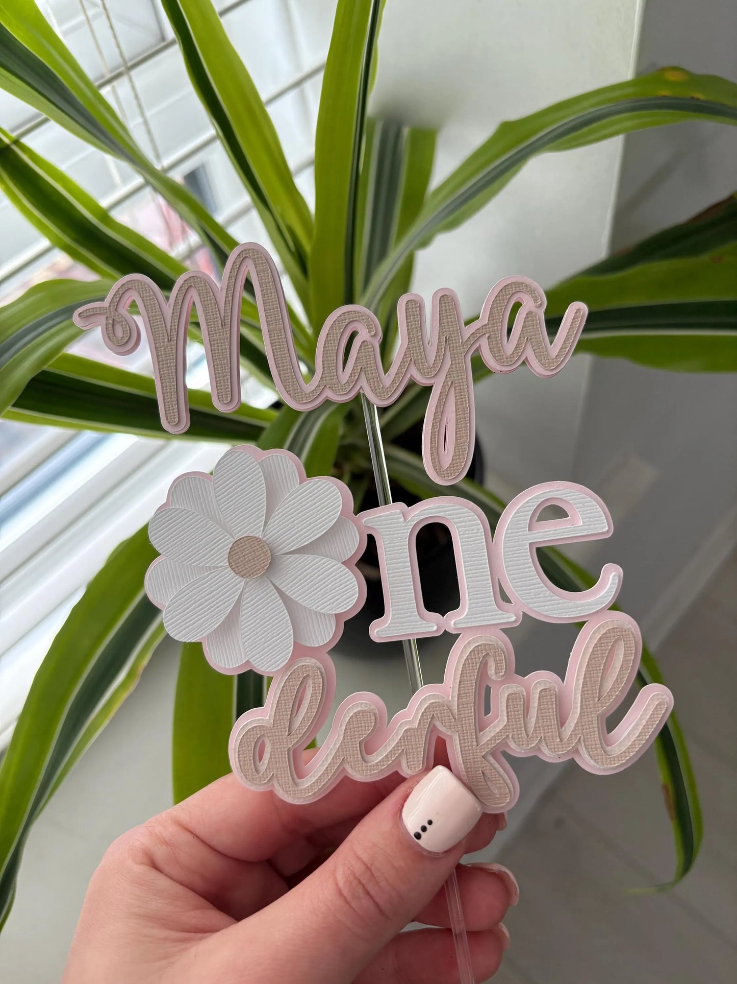 One Derful Daisy Cake Topper – First Birthday Cake Decorations, Custom Name Charm, One Derful Cake Topper for Girls
