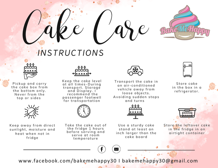 Cake Care Instructions & Cake Box Sticks