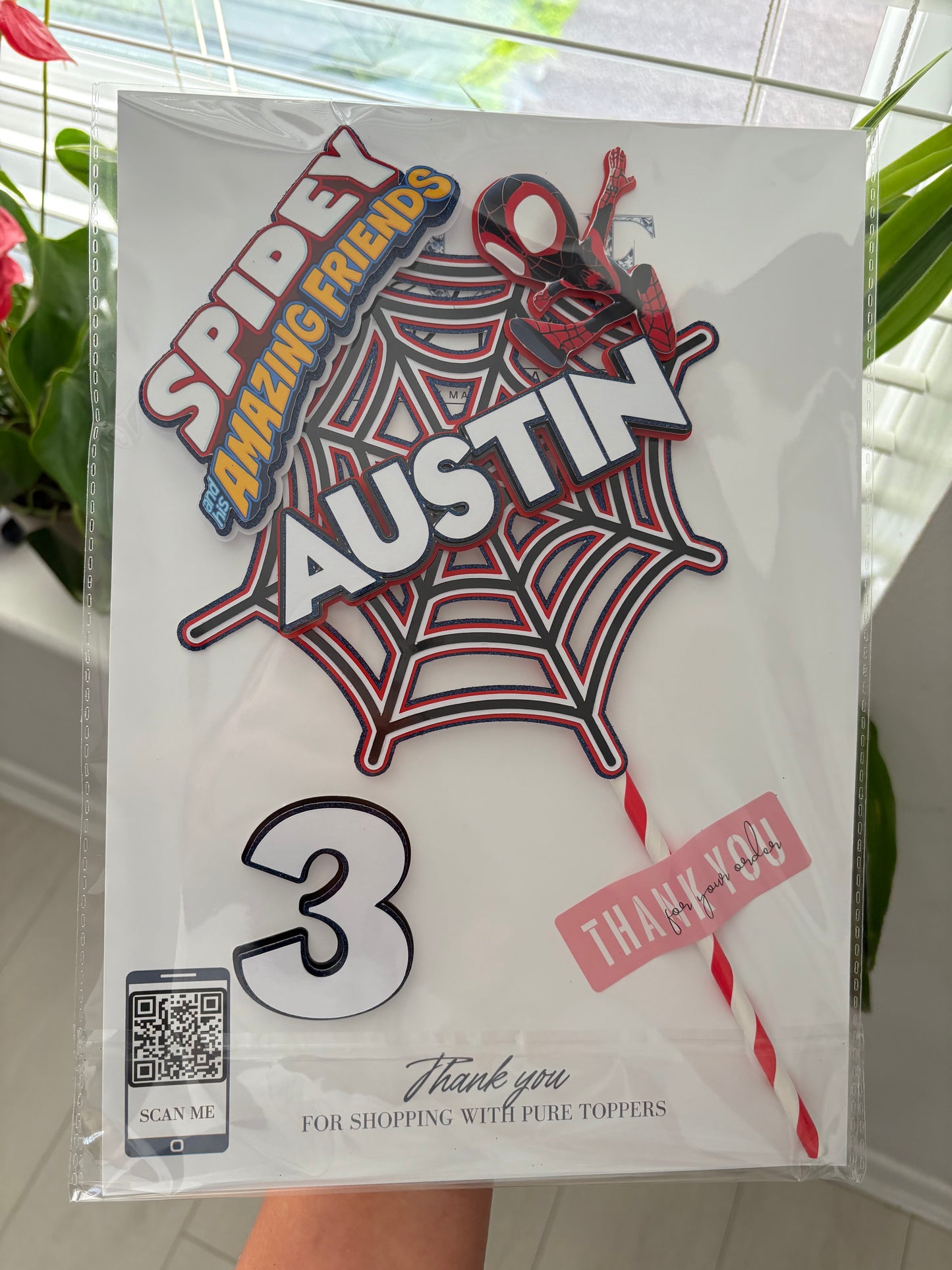 Personalised Spidey and Friends Cake Topper – Custom Superhero Birthday Cake Decoration – Spider Hero Name & Age Topper