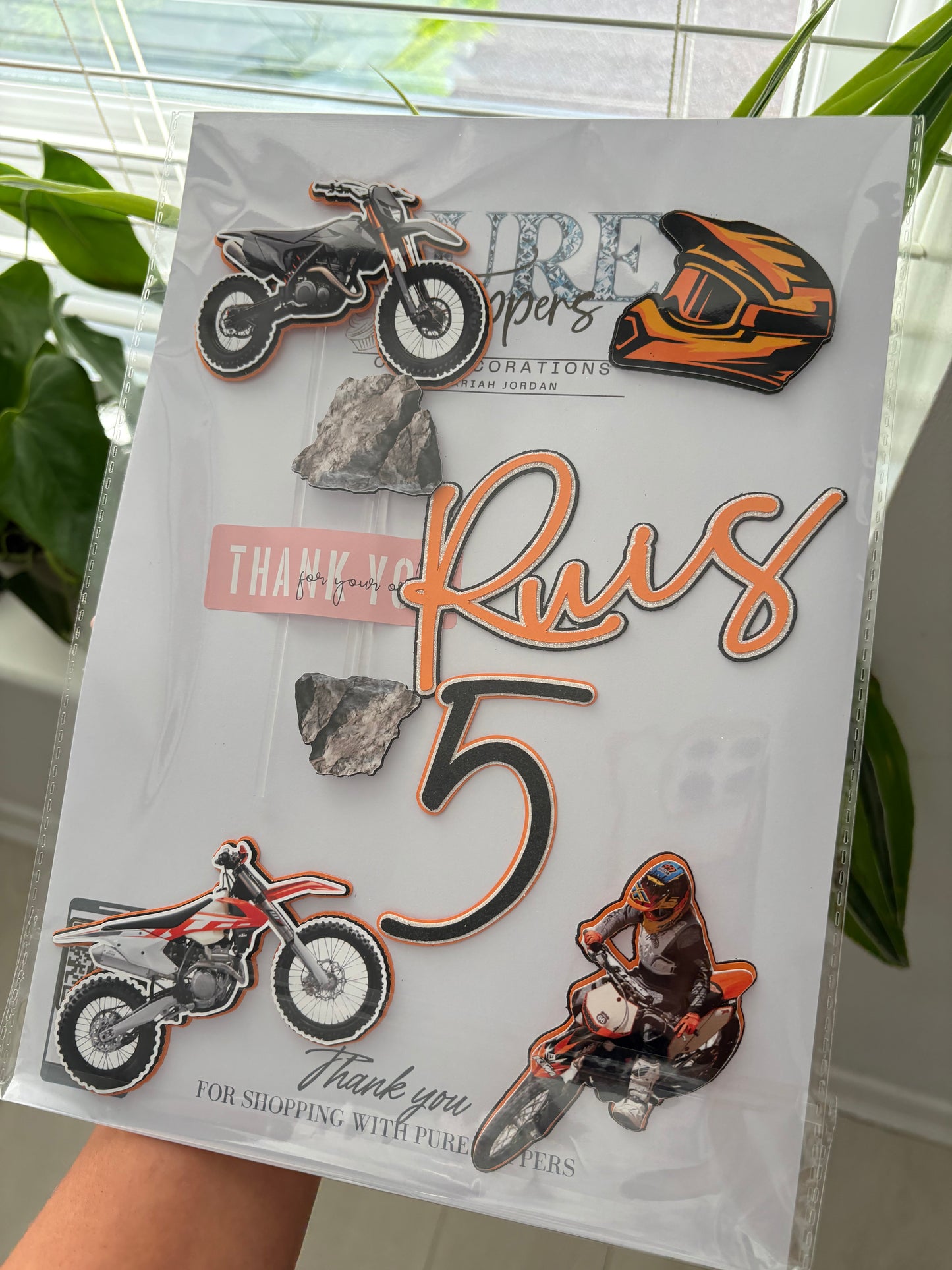 Motocross Dirt Bike Cake Topper – Personalised Off-Road Birthday Cake Decoration for Kids & Adults