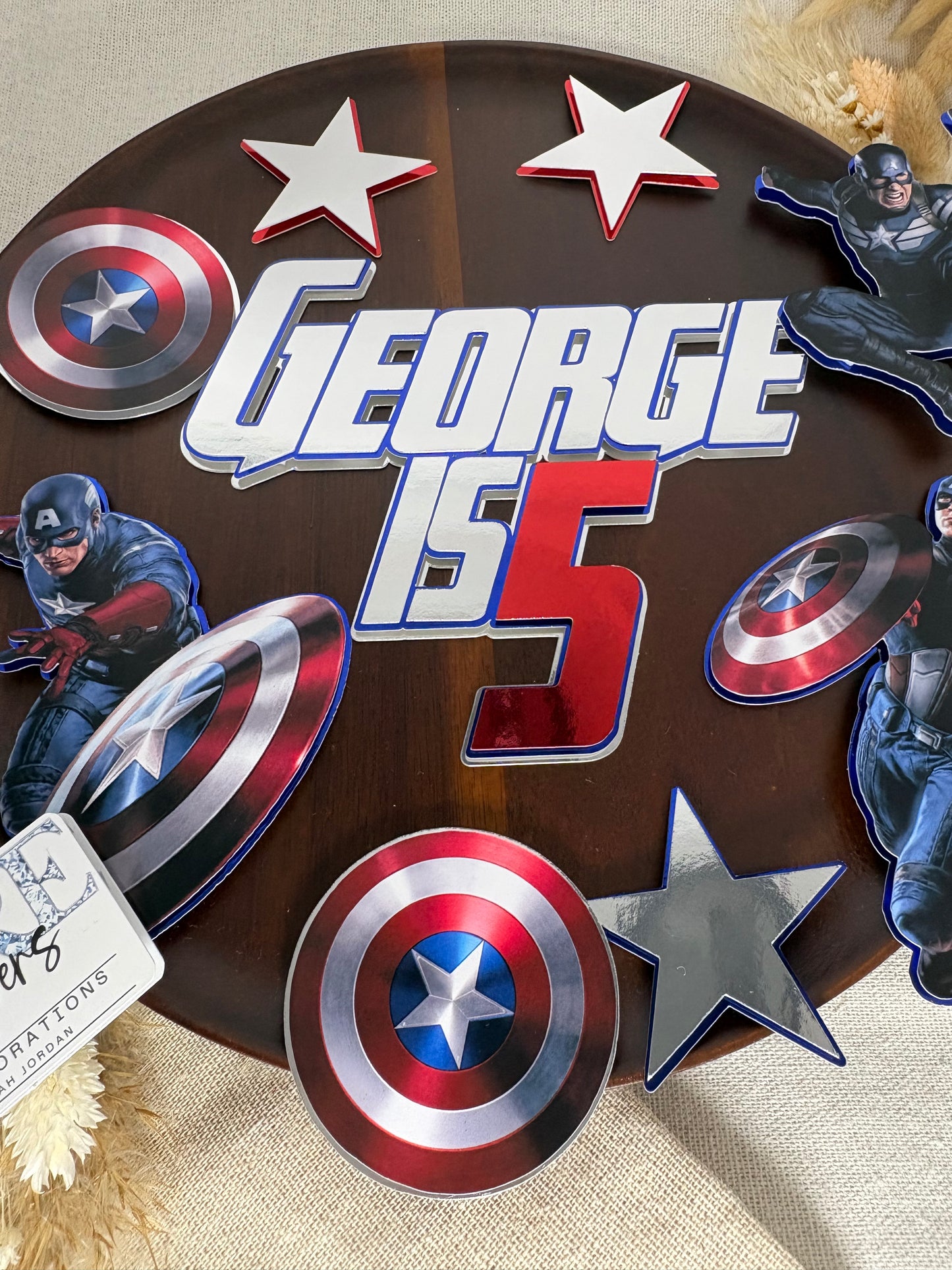 Captain America Cake Topper | Avengers Superhero Birthday Cake Decoration | Captain America Party Cake Charm | Kids Superhero Cake Topper