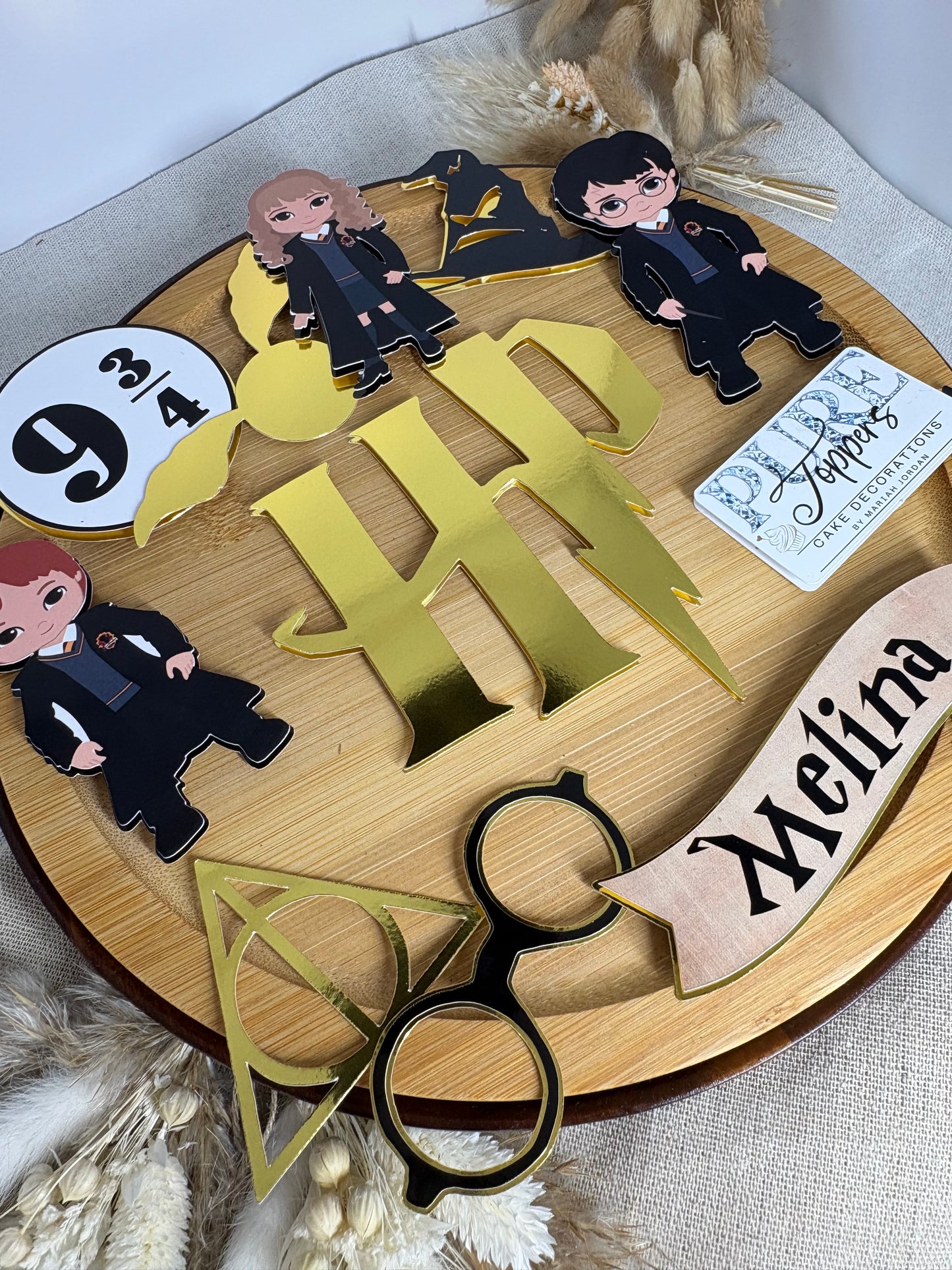 Personalised HP Wizard Cake Topper with Name & Age – Magical Birthday Cake Decoration
