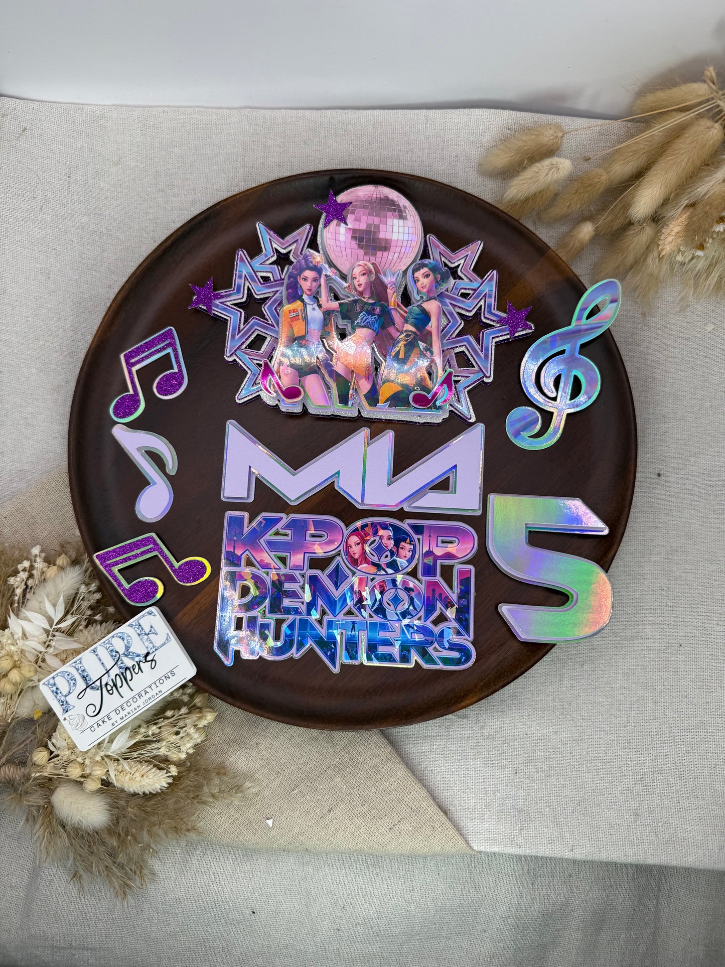 KPop Demon Hunters Personalised 3D Cake Topper & Charm Set