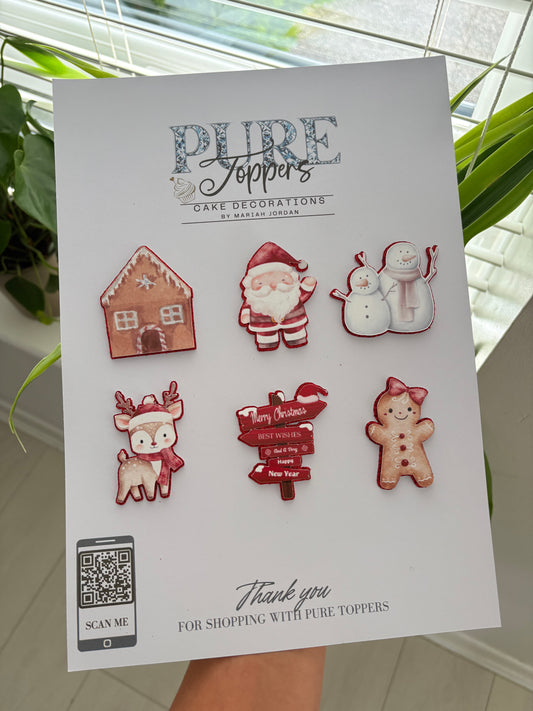 (NEW) Festive Christmas Cupcake Toppers -Winter Christmas Cupcake Decorations - Cute Christmas Cupcake Toppers