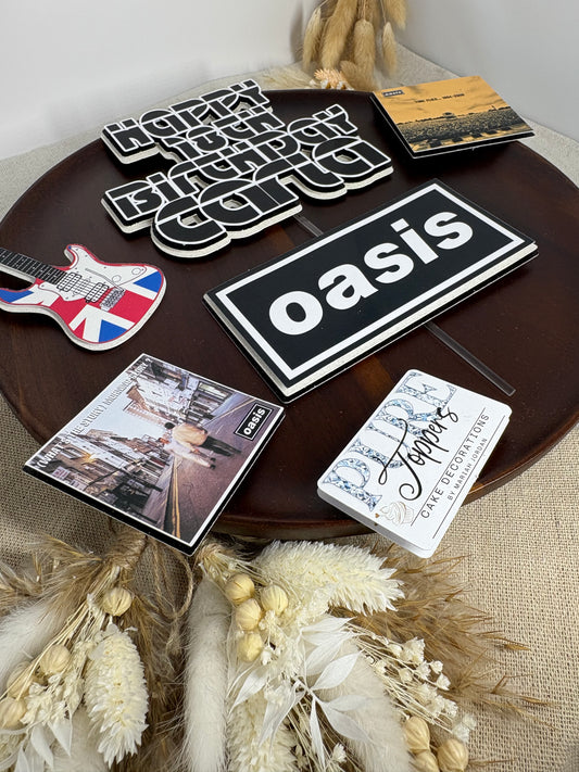 Personalised Oasis Cake Topper – Custom Music Cake Decorations, Oasis Band Birthday Cake Topper, Britpop Party Decor, Rock Themed Cake Decoration