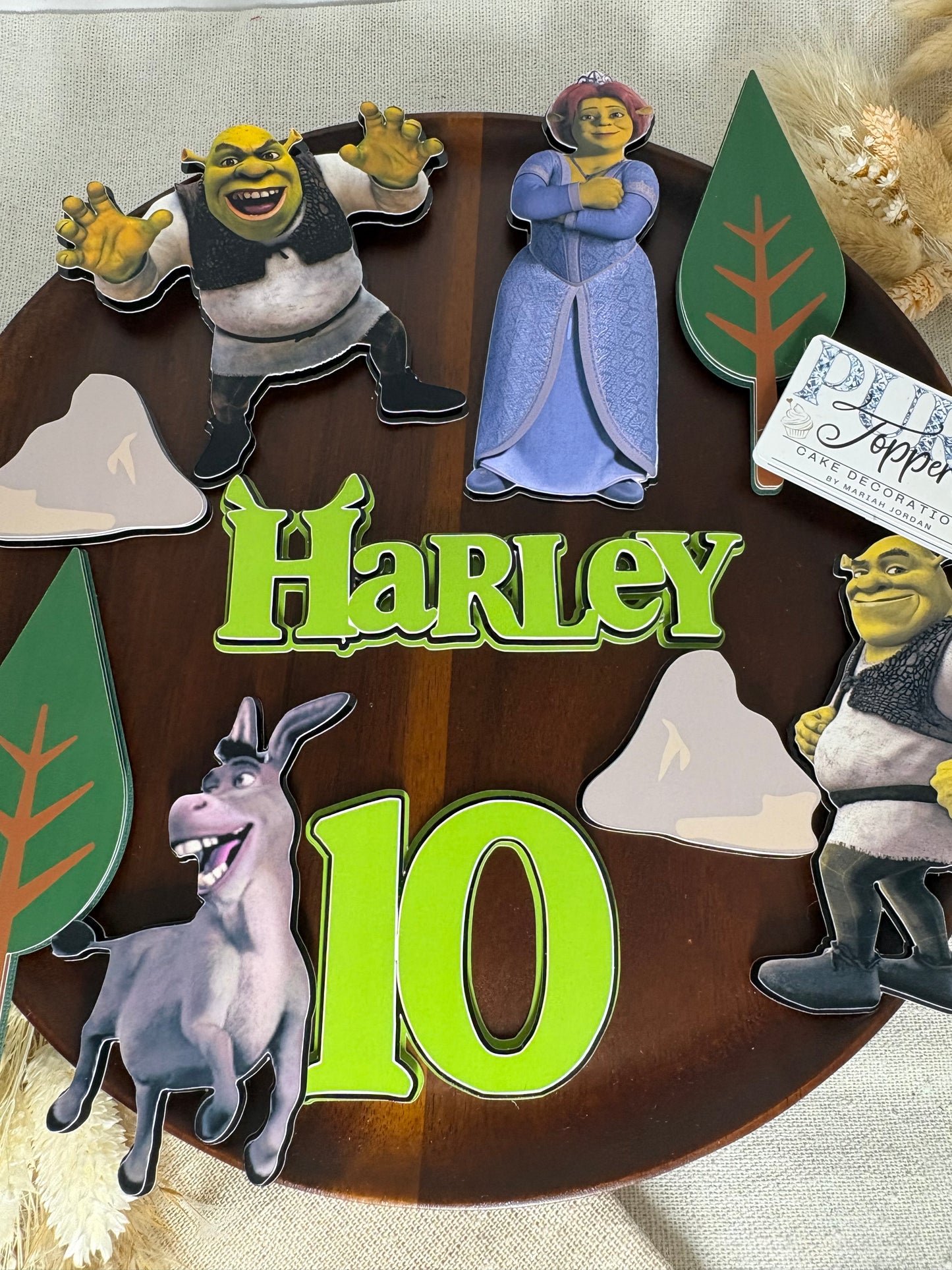 Personalised Shrek Cake Topper Set | Custom Birthday Cake Decorations with Name & Age