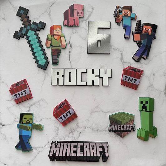 Personalised Minecraft Cake Topper | Custom Creeper, TNT & Minecraft-Themed Cake Decorations for Birthday Parties