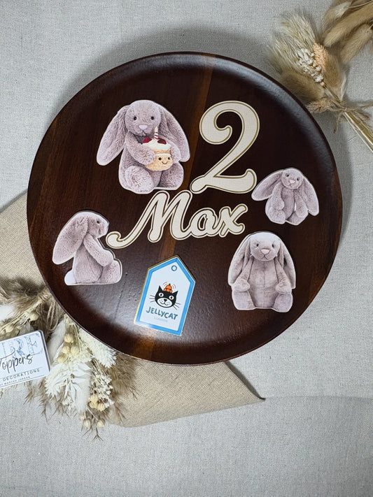 Personalised Jellycat Badge Cake Topper Set – Custom Name & Age Birthday Decoration