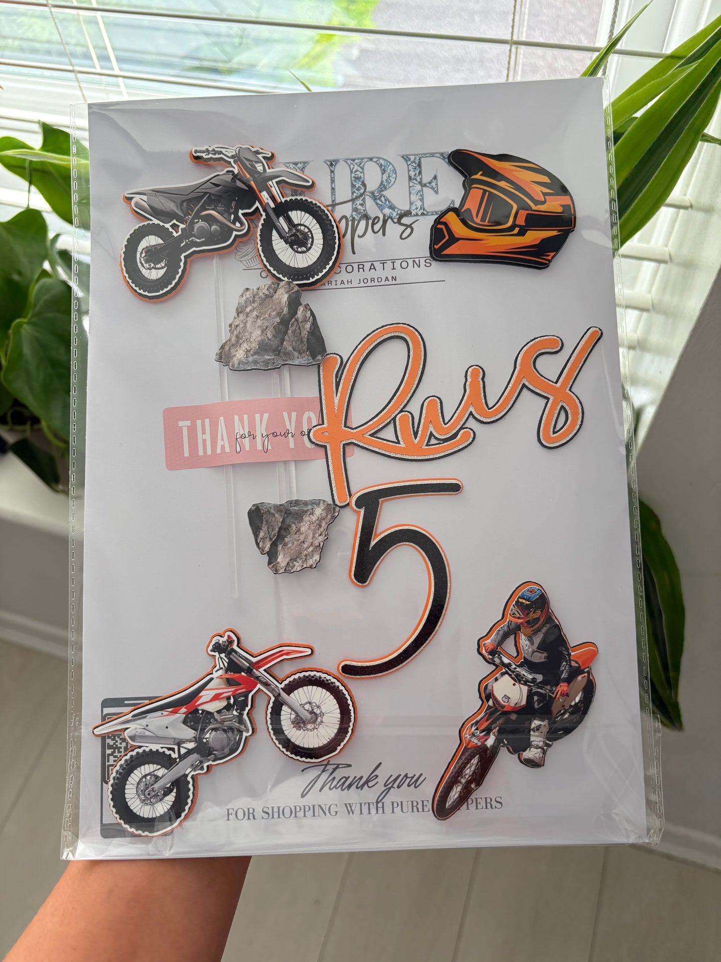 Motocross Dirt Bike Cake Topper – Personalised Off-Road Birthday Cake Decoration for Kids & Adults