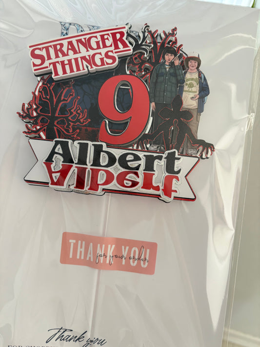 Stranger Things Personalised Birthday Cake Topper | Custom Name Party Decoration -Stranger Things Birthday Cake Topper
