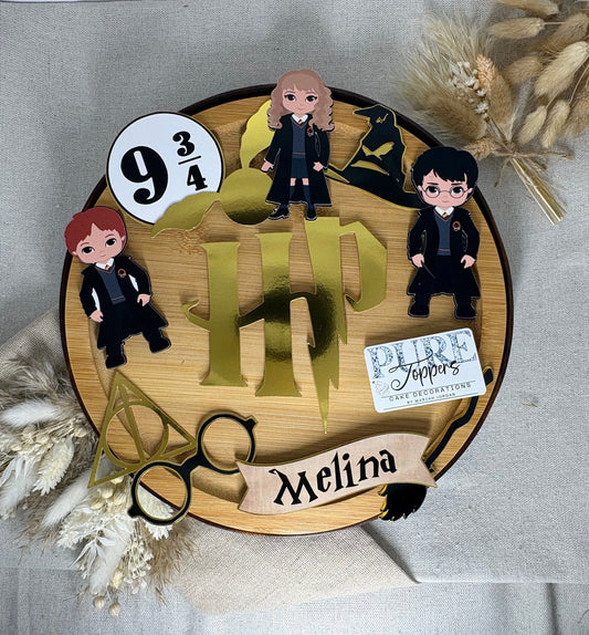 Personalised HP Wizard Cake Topper with Name & Age – Magical Birthday Cake Decoration