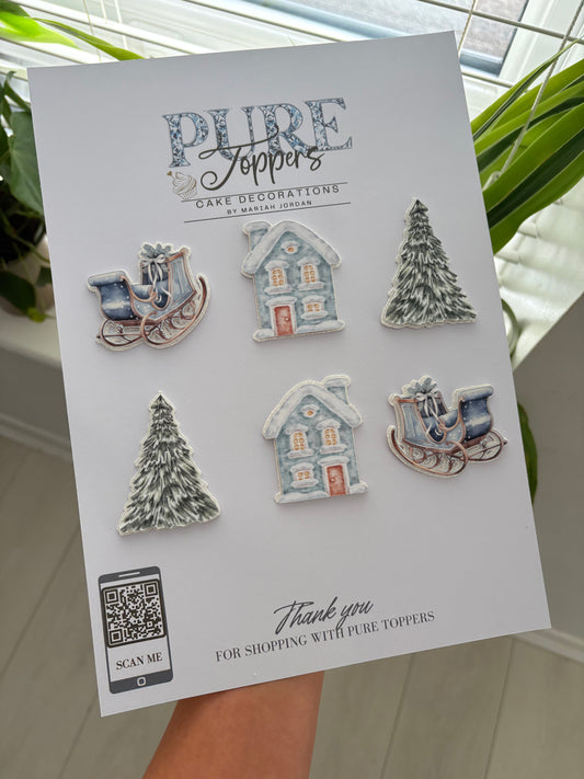 (NEW) Festive Christmas Cupcake Toppers -Winter Christmas Cupcake Decorations - Cute Christmas Cupcake Toppers