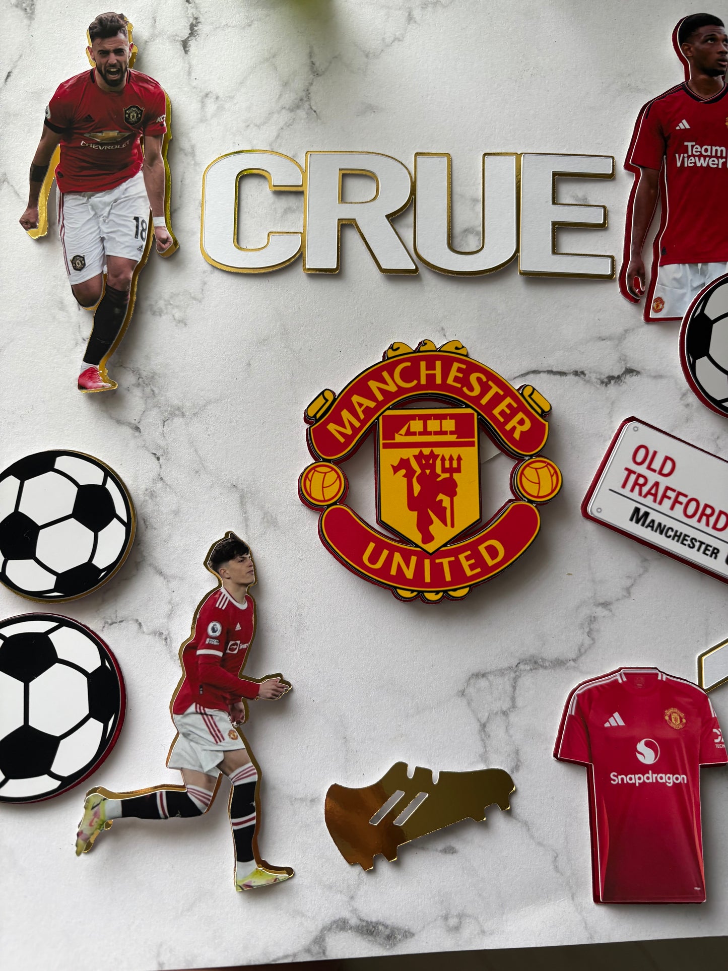 Manchester United Football Cake Topper – Personalised Man U Badge Cake Decoration, Custom Football Birthday Topper