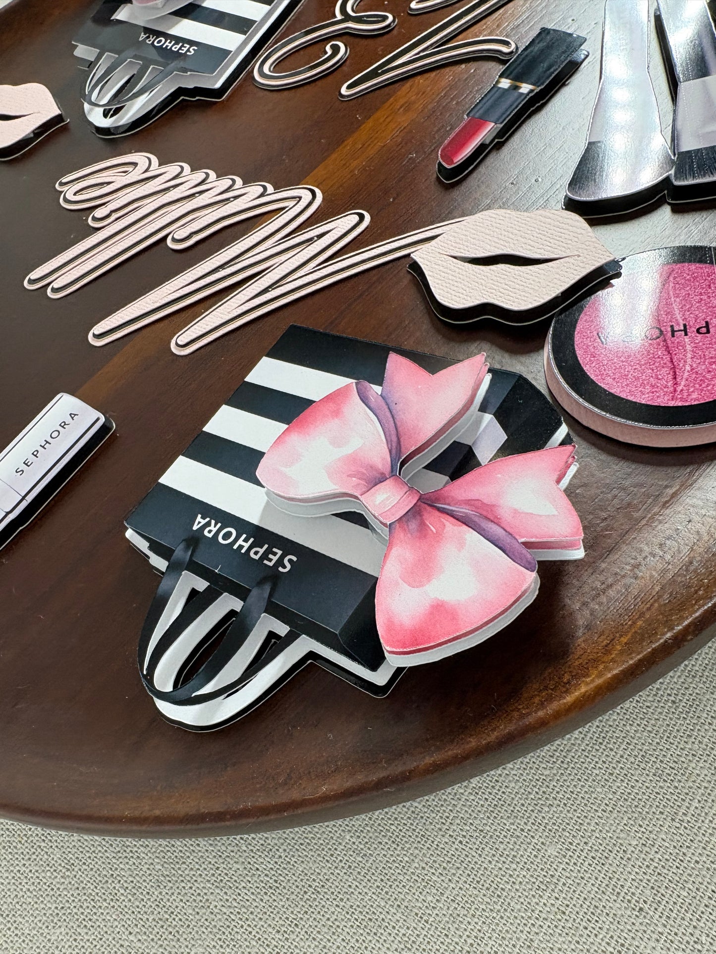Makeup Cake Topper Set with Personalised Name & Age – Sephora Inspired Beauty Birthday Cake Decoration