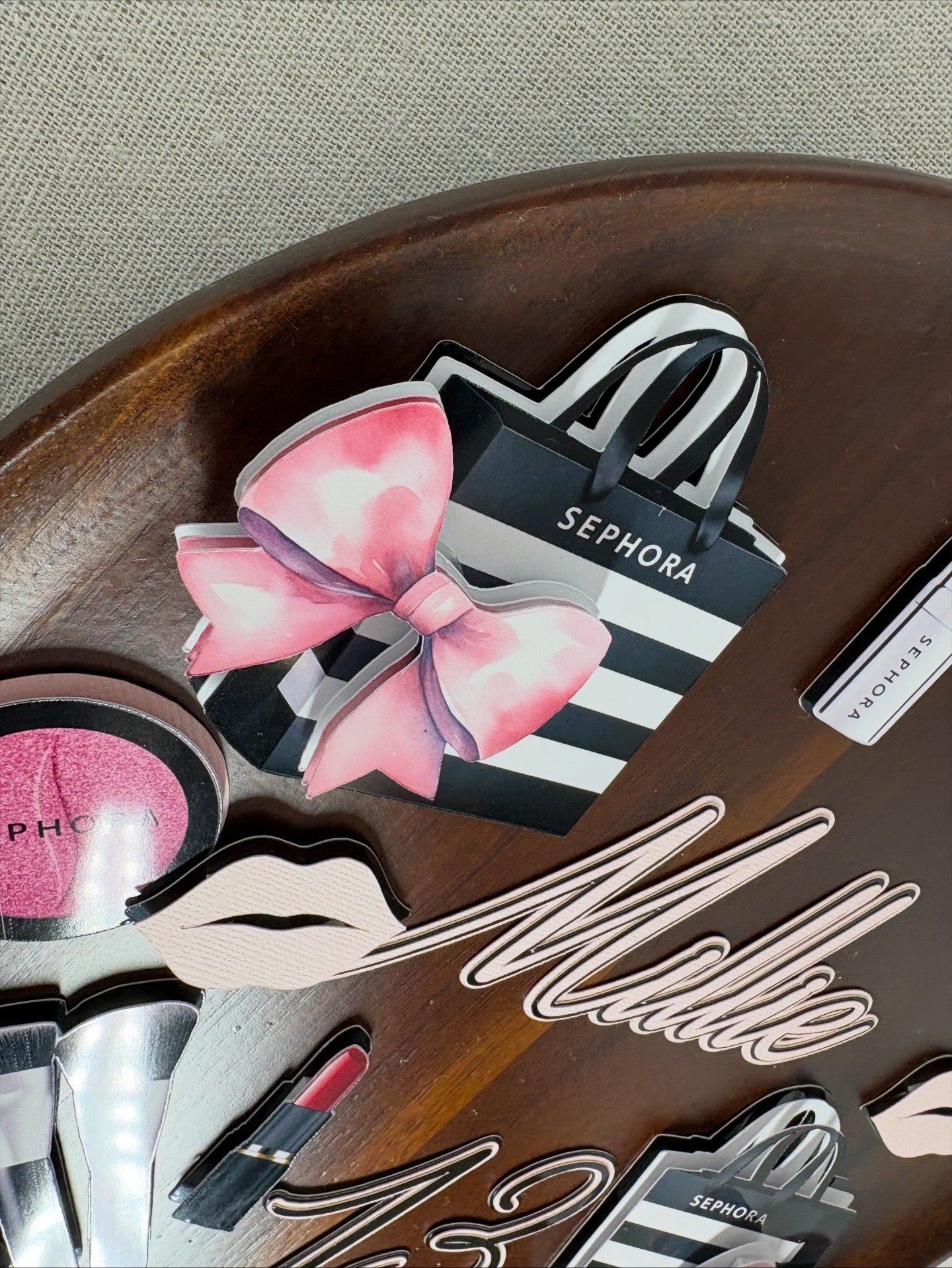 Makeup Cake Topper Set with Personalised Name & Age – Sephora Inspired Beauty Birthday Cake Decoration