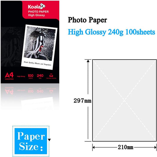 KOALA Inkjet Photo Paper A4 Glossy 100 Sheets 240 GSM