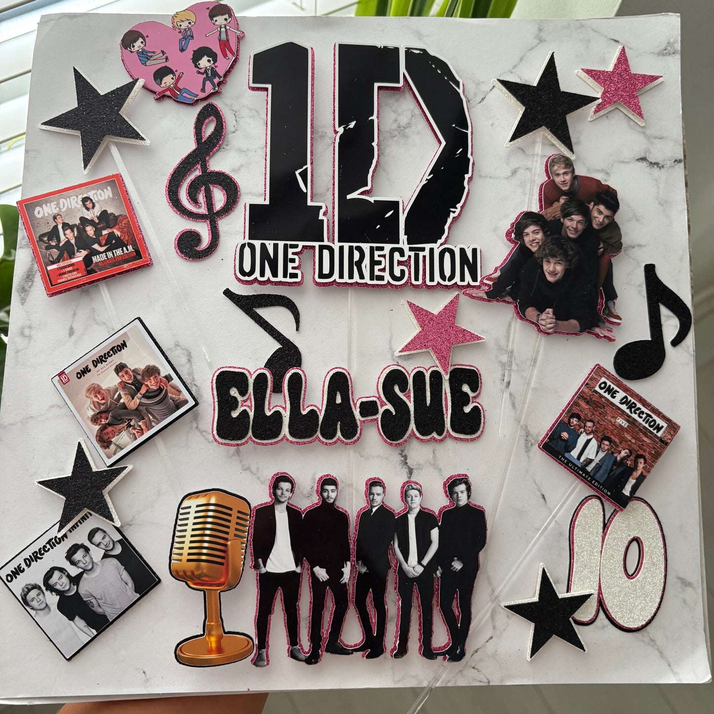 One Direction Cake Topper Set | Personalised Name & Age | 1D Birthday Cake Decoration for Fans