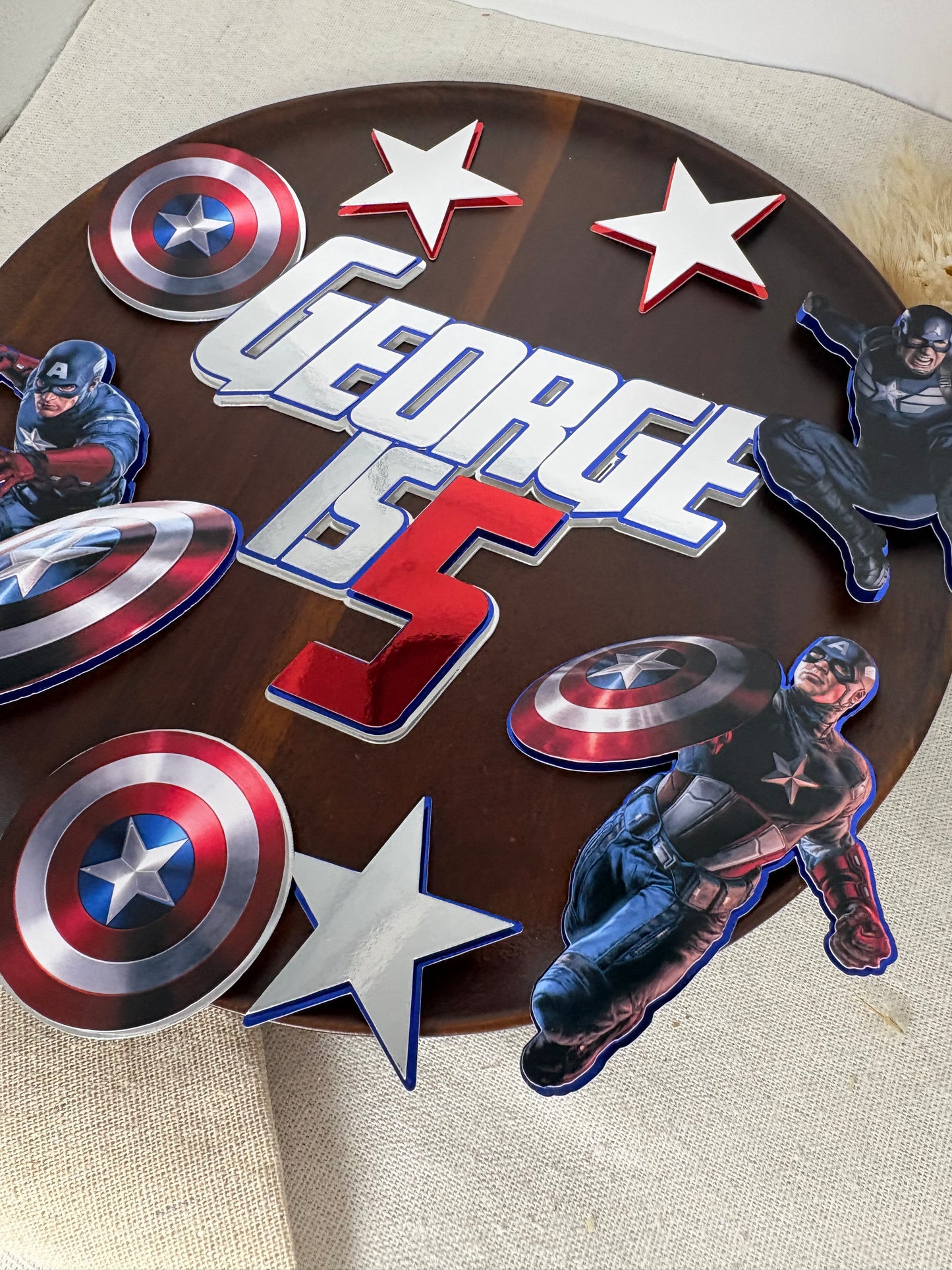 Captain America Cake Topper | Avengers Superhero Birthday Cake Decoration | Captain America Party Cake Charm | Kids Superhero Cake Topper