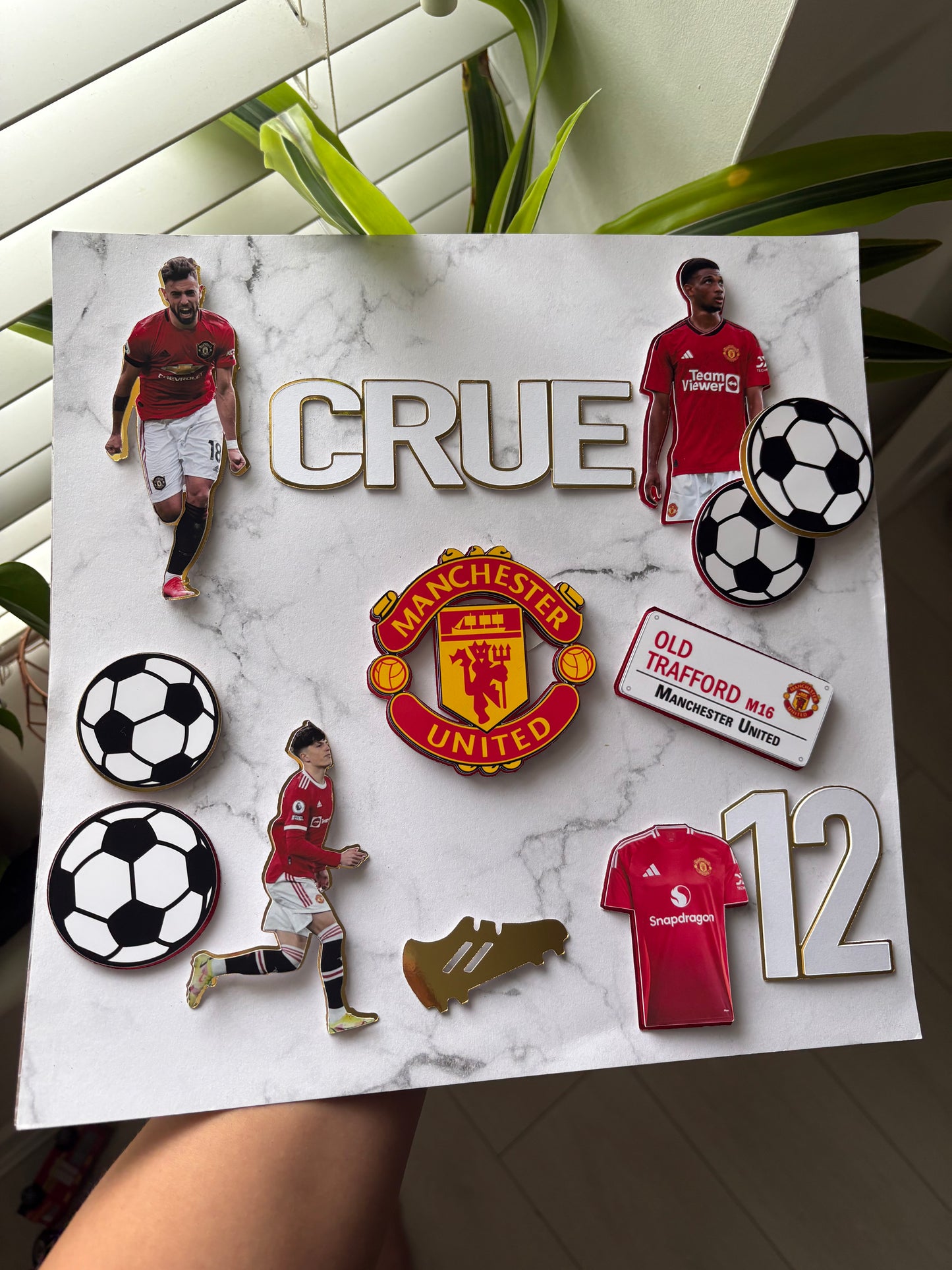 Manchester United Football Cake Topper – Personalised Man U Badge Cake Decoration, Custom Football Birthday Topper