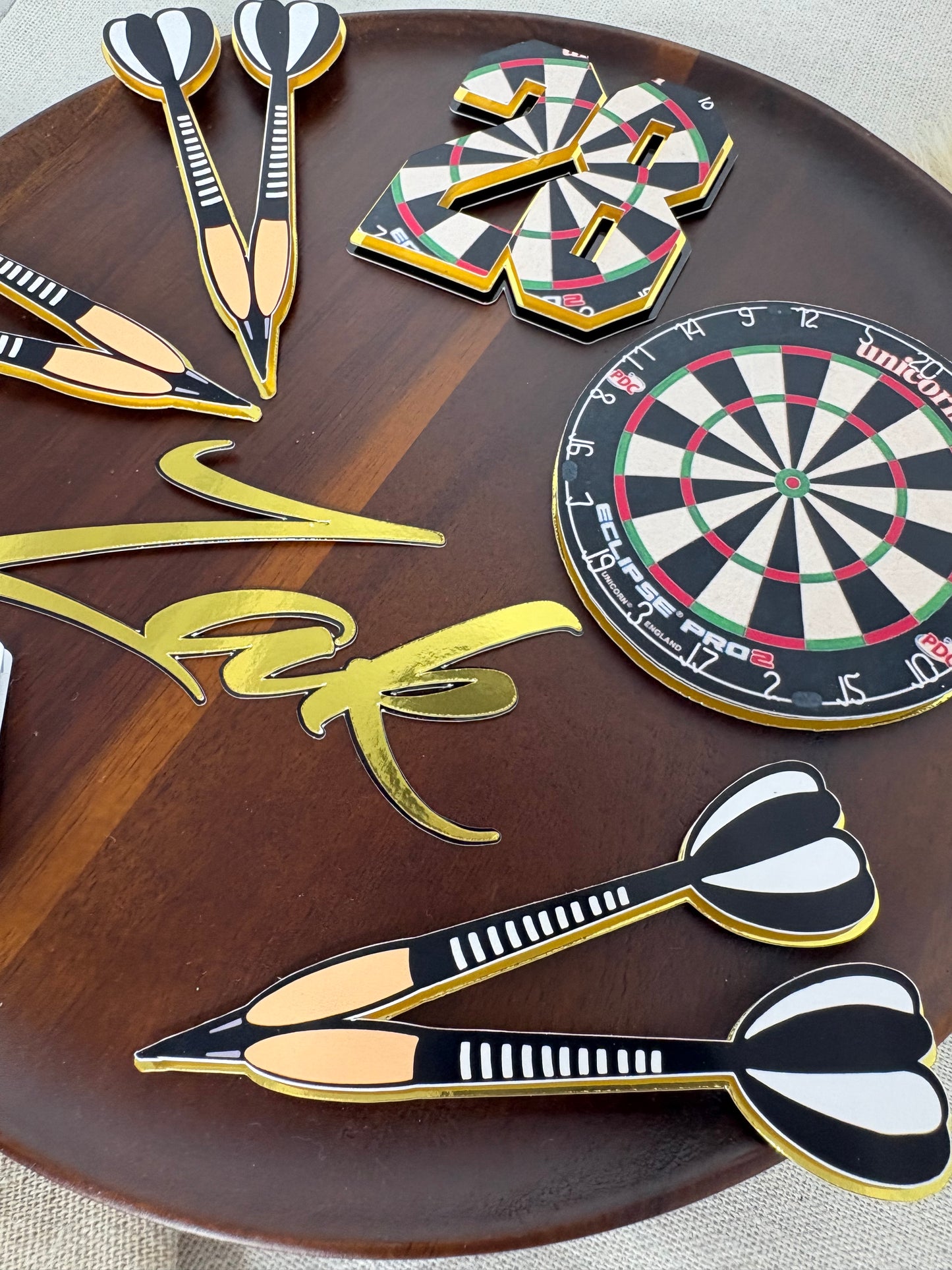 Personalised Darts Cake Topper – Custom Name & Age Dartboard Birthday Decoration