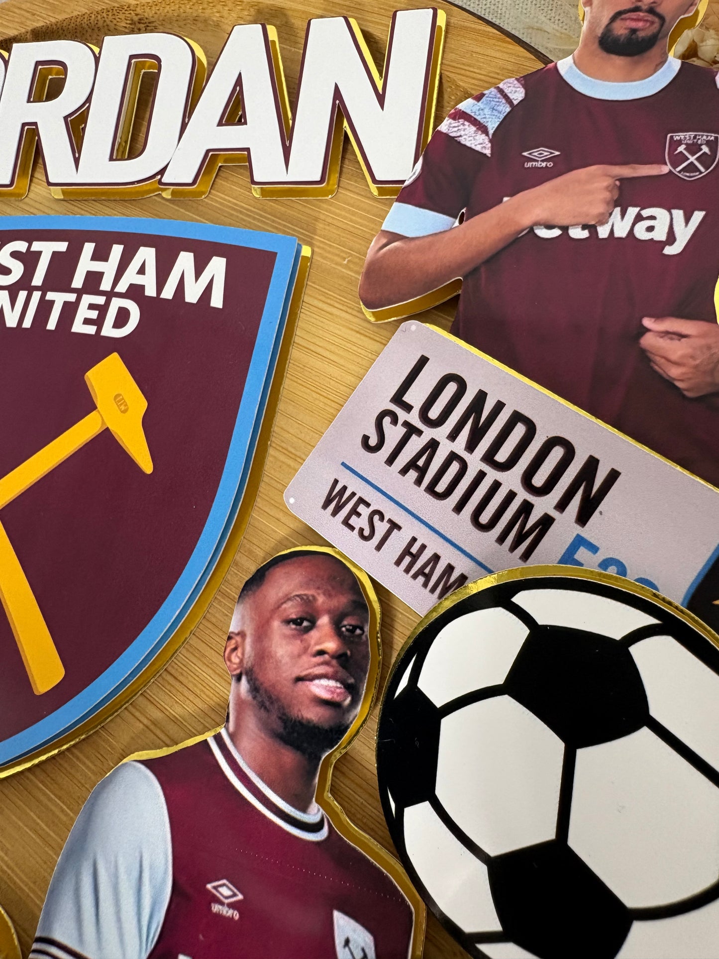 Personalised West Ham United Inspired Cake Topper | Football Birthday Cake Decoration | Custom Name & Age Cake Charm