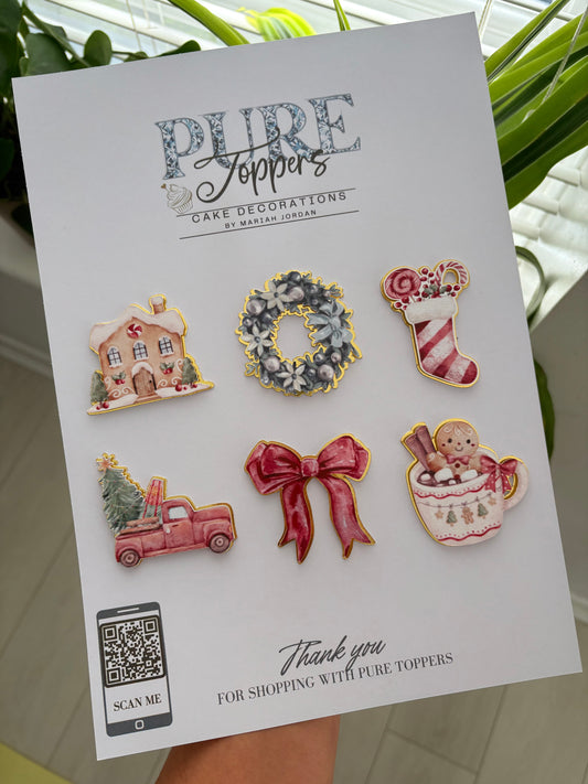 (NEW) Festive Christmas Cupcake Toppers -Winter Christmas Cupcake Decorations - Cute Christmas Cupcake Toppers