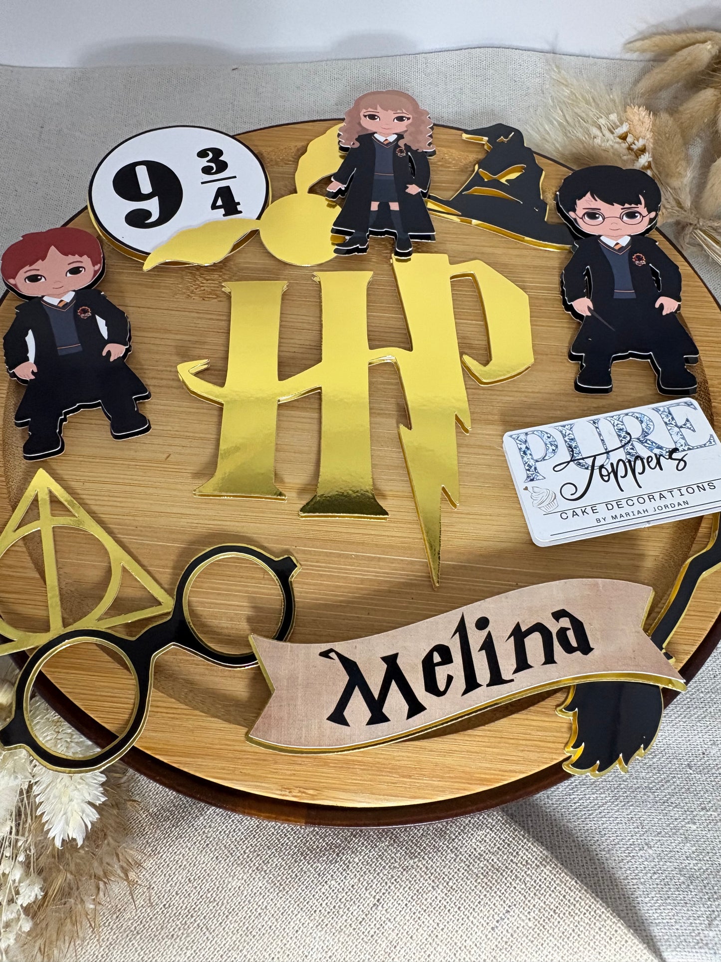 Personalised HP Wizard Cake Topper with Name & Age – Magical Birthday Cake Decoration