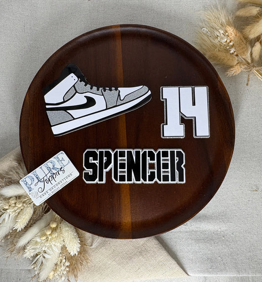 Personalised Jordan 1s Style Cake Topper | Custom Name & Age | Sneaker Birthday Cake Decorations