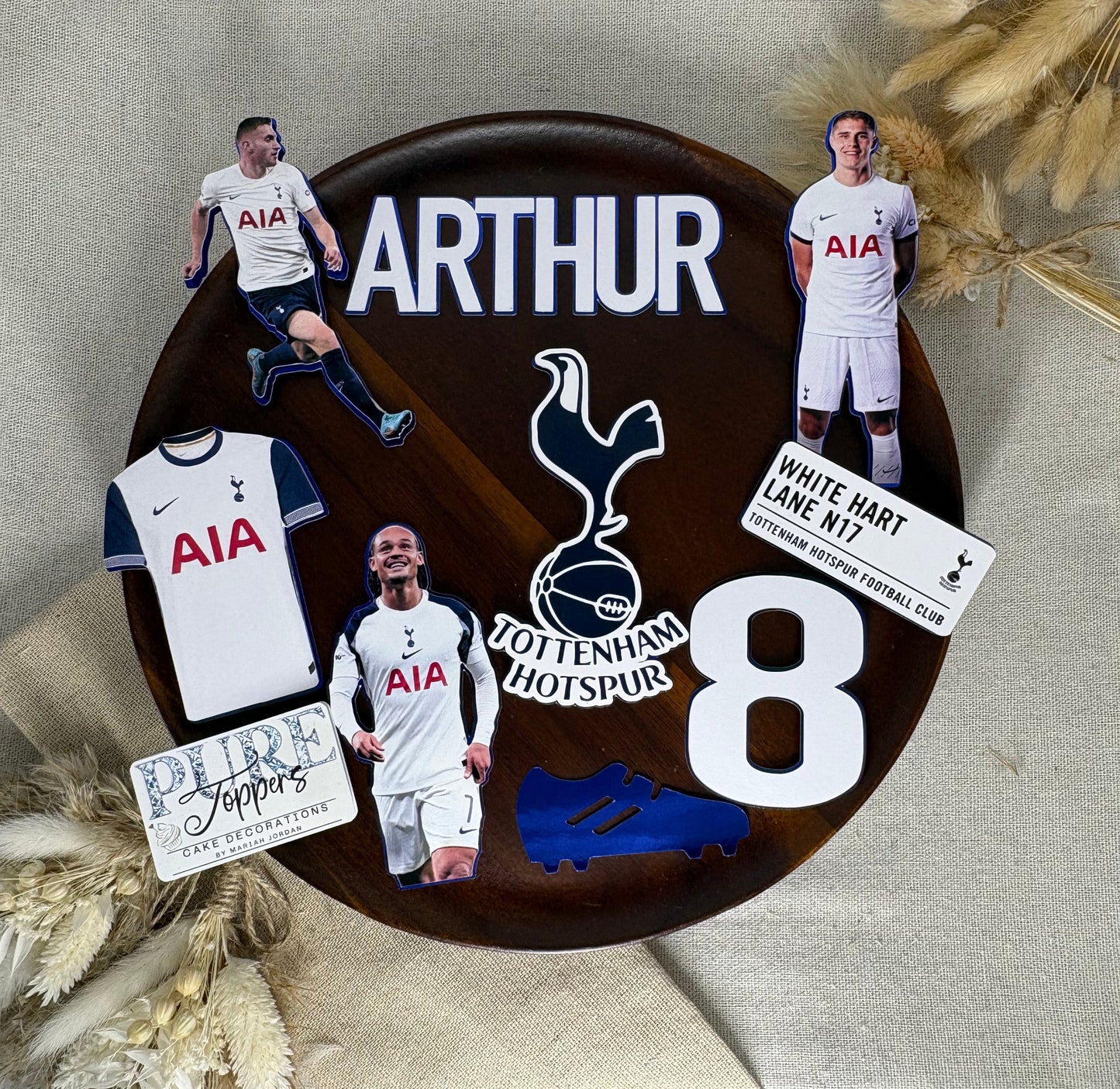 Tottenham Hotspur Football Cake Topper – Personalised Spurs Badge Cake Decoration, Custom Football Birthday Topper