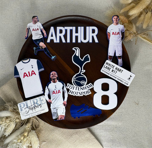 Tottenham Hotspur Football Cake Topper – Personalised Spurs Badge Cake Decoration, Custom Football Birthday Topper