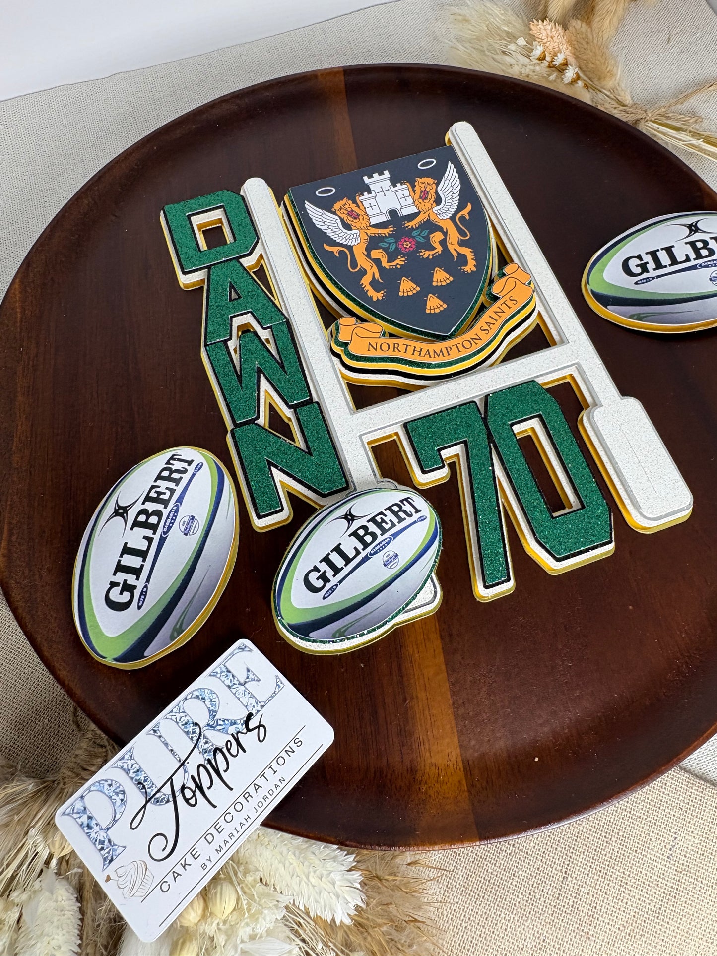 Rugby Cake Topper, Northampton Saints Rugby Cake Topper, ANY TEAM Rugby Cake Topper