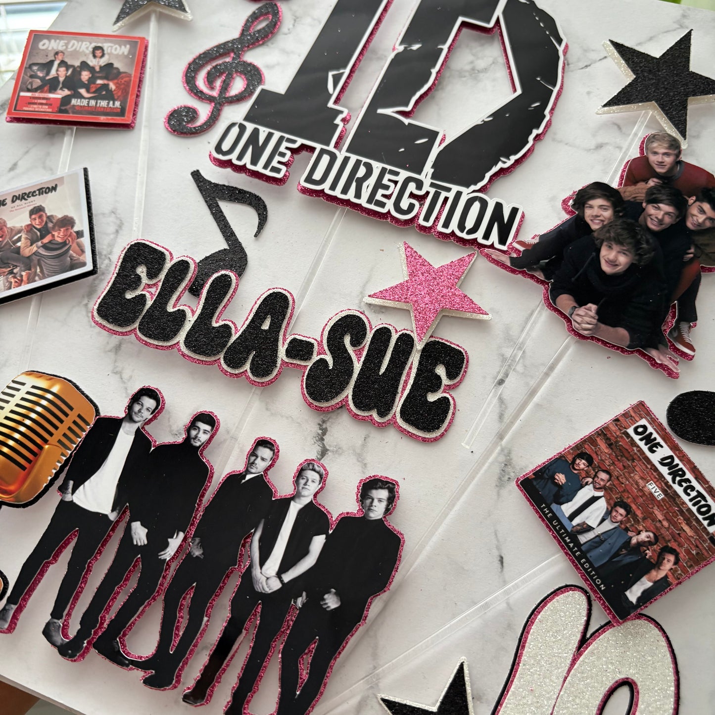 One Direction Cake Topper Set | Personalised Name & Age | 1D Birthday Cake Decoration for Fans