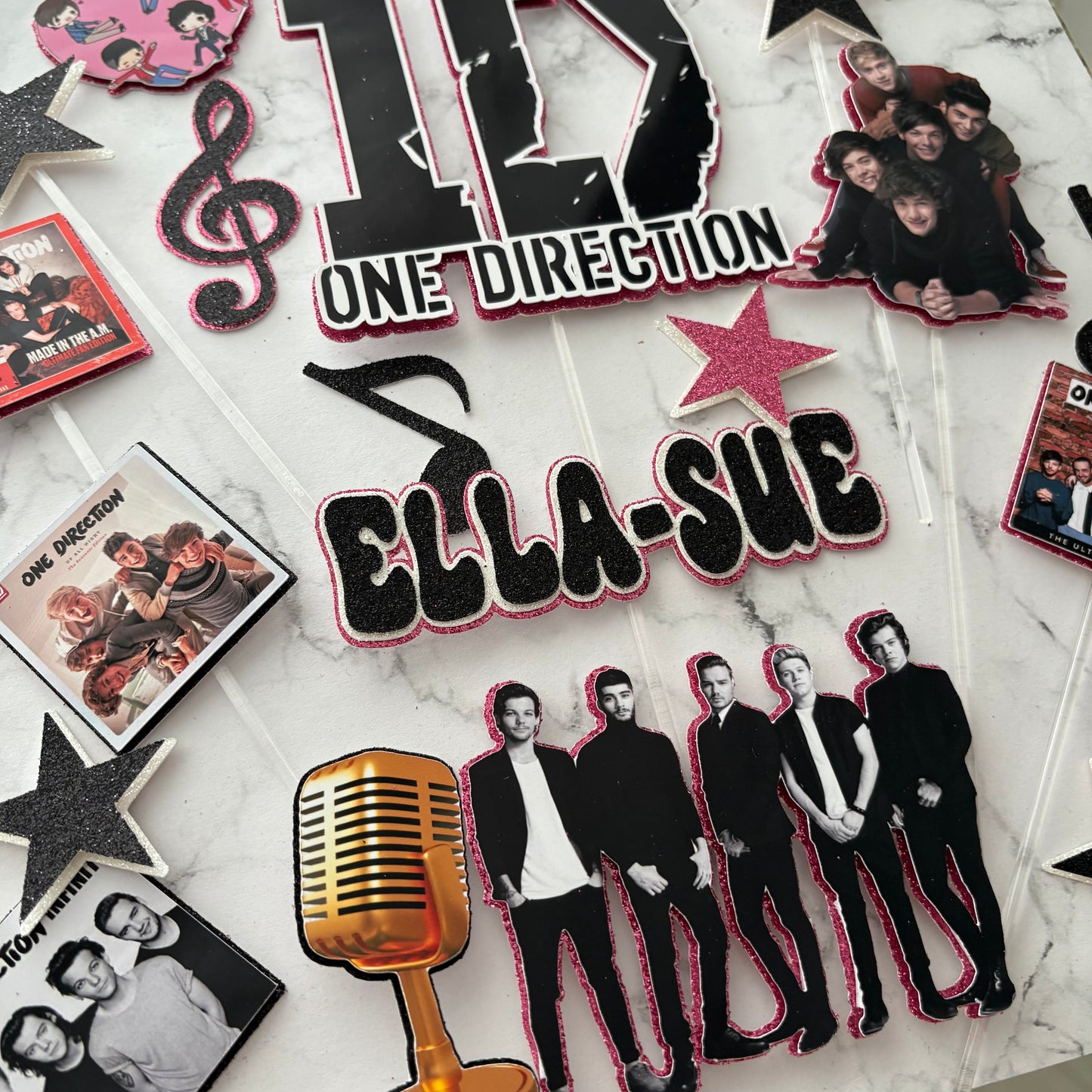 One Direction Cake Topper Set | Personalised Name & Age | 1D Birthday Cake Decoration for Fans